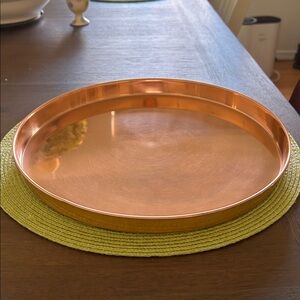 Copper Round Serving Tray - Sleek Shiny Finish made in India